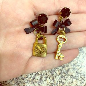 Betsey Johnson lock and key earrings